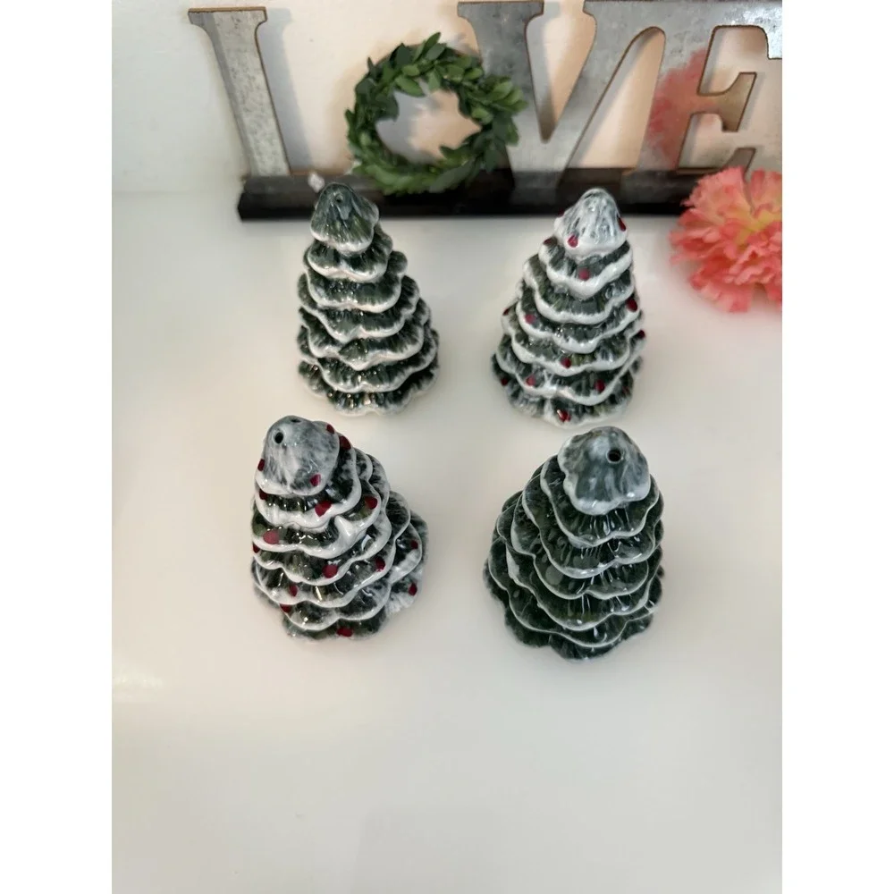 Vintage Snowy Evergreen Ceramic 4